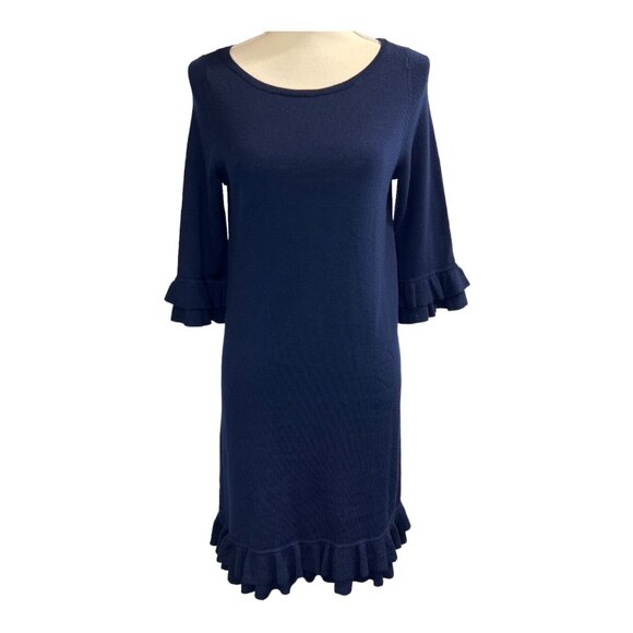 Lilly Pulitzer Dresses & Skirts - Lilly Pulitzer Helena Dress Womens L Blue Merino Wool Sweater Midi Preppy Office